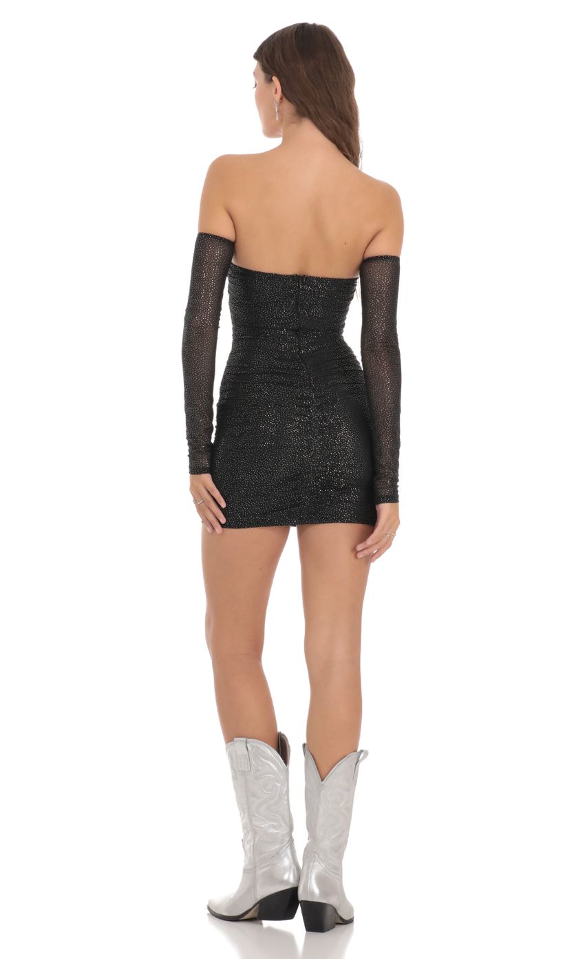 Picture Shimmer Mesh Bodycon Dress in Black. Source: https://media-img.lucyinthesky.com/data/Nov23/850xAUTO/2a494f33-73b2-435c-a84c-1fa0edc1c089.jpg