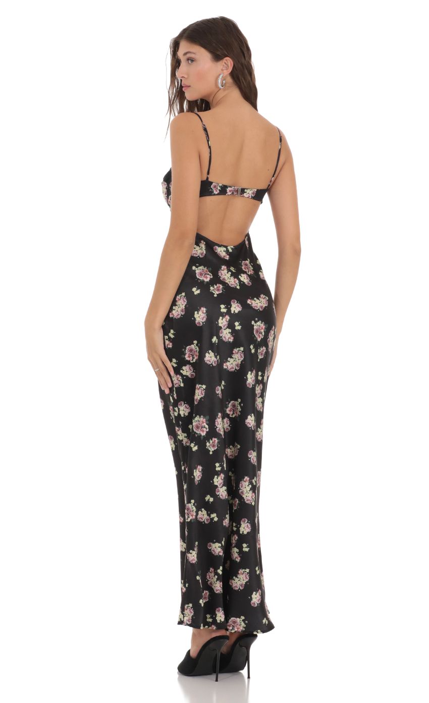 Picture Floral Satin Maxi Dress in Black. Source: https://media-img.lucyinthesky.com/data/Nov23/850xAUTO/43872a61-5b84-4cef-8a85-3a05e3521f56.jpg