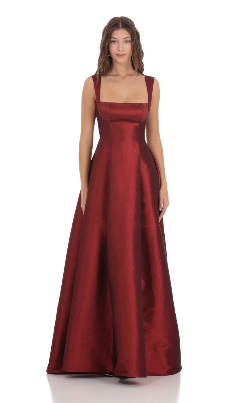 Picture Square Neck Fit and Flare Maxi Dress in Maroon. Source: https://media-img.lucyinthesky.com/data/Nov23/850xAUTO/4c174cef-1918-4bb9-9201-2554d04b6842.jpg