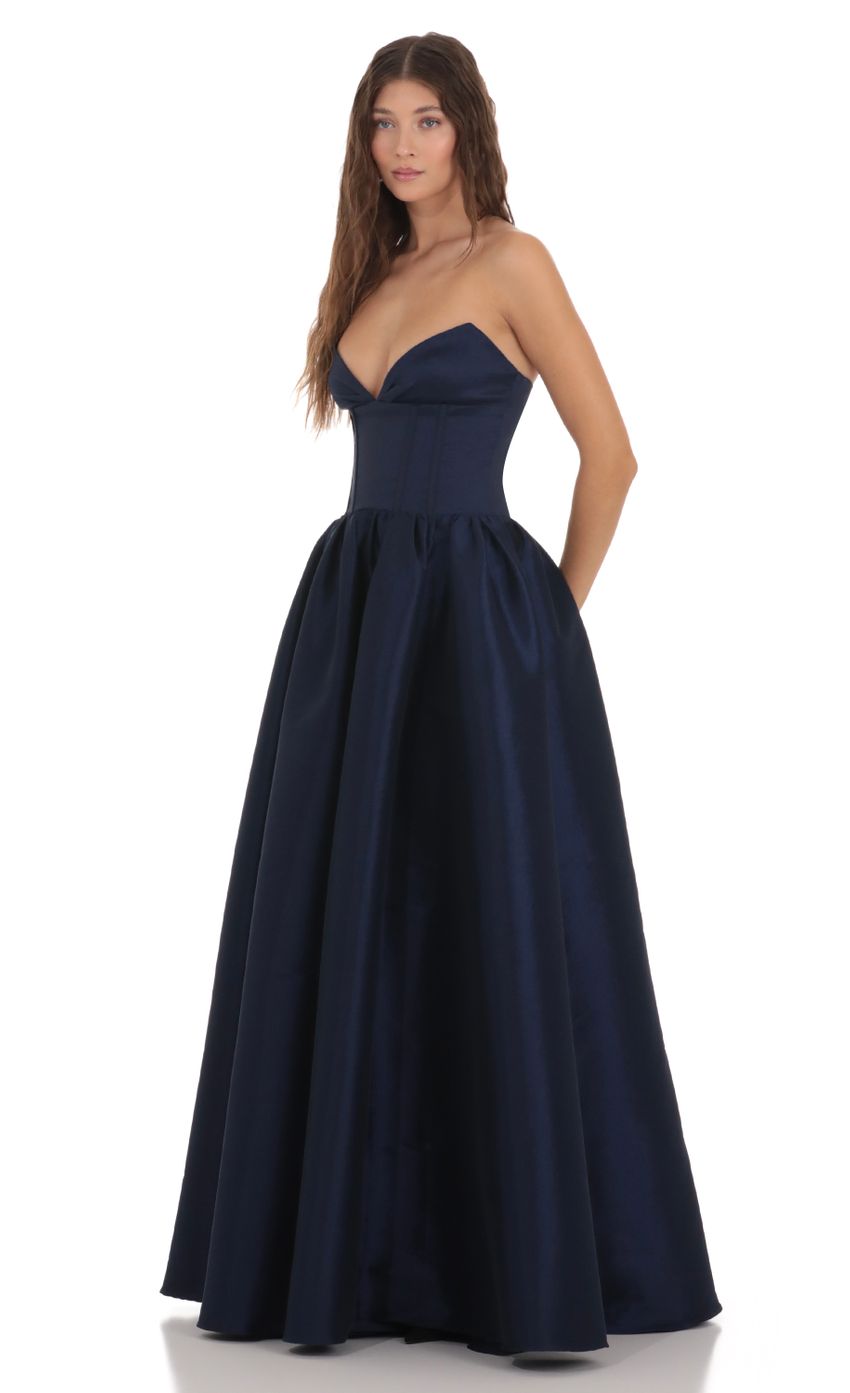 Picture Corset Strapless Gown Dress in Navy. Source: https://media-img.lucyinthesky.com/data/Nov23/850xAUTO/5786f3e8-511f-47bc-bb67-7e3b8eadea2a.jpg