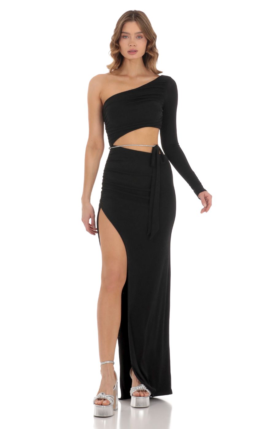 Picture Rhinestone Wrap Cutout Maxi Dress in Black. Source: https://media-img.lucyinthesky.com/data/Nov23/850xAUTO/69d3255c-4562-4f83-8f75-e6da9dda6d0b.jpg