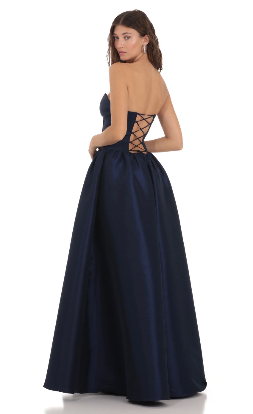 Picture Corset Strapless Gown Dress in Navy. Source: https://media-img.lucyinthesky.com/data/Nov23/850xAUTO/6efe2379-3a04-4d03-bf32-23b7f070dd51.jpg