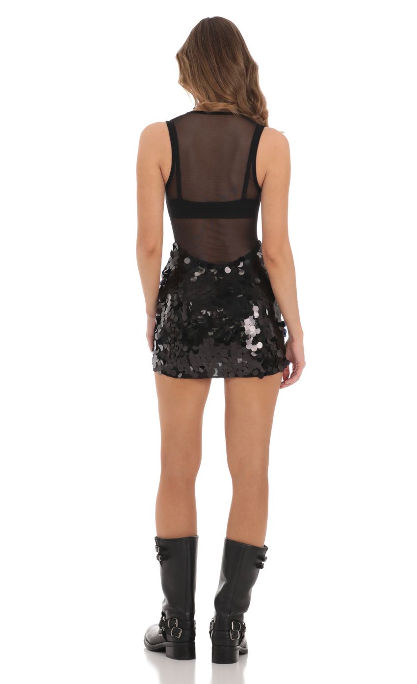 Picture Mesh Sequin Skirt Dress in Black. Source: https://media-img.lucyinthesky.com/data/Nov23/850xAUTO/71e0faef-83dd-4679-82c1-b7f85080a90e.jpg