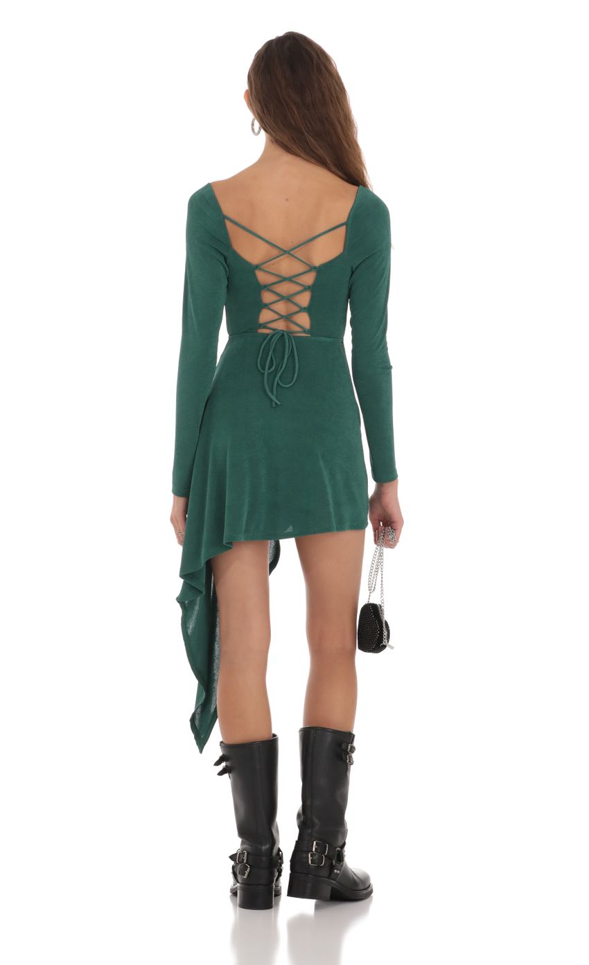 Picture Stormie Asymmetrical Hem Dress in Green. Source: https://media-img.lucyinthesky.com/data/Nov23/850xAUTO/73af0500-98fc-4e71-9798-bed62f40281c.jpg