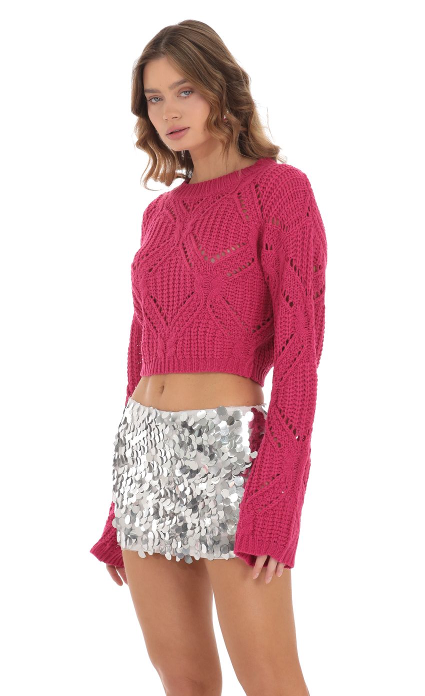 Picture Knit Crewneck Jumper in Pink. Source: https://media-img.lucyinthesky.com/data/Nov23/850xAUTO/84605090-a6a1-4b48-9f9b-01e35ca636d2.jpg