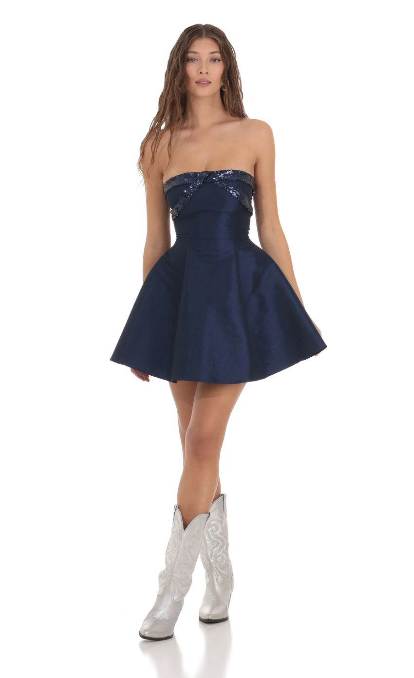 Picture Sequin Draped A-line Dress in Navy. Source: https://media-img.lucyinthesky.com/data/Nov23/850xAUTO/9028af97-394e-4a12-9c25-48758749f6c1.jpg