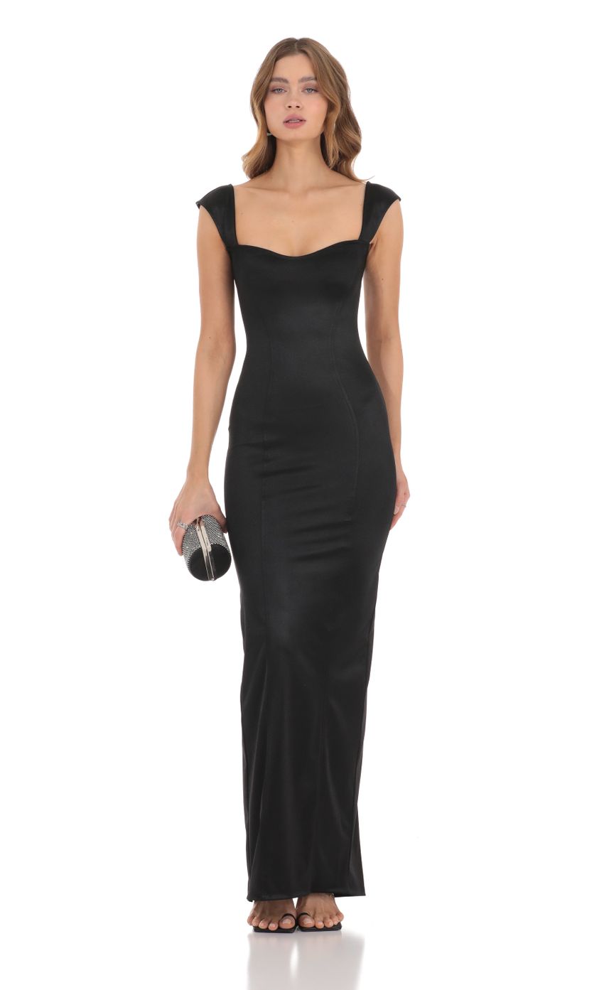 Picture Satin Bodycon Maxi Dress in Black. Source: https://media-img.lucyinthesky.com/data/Nov23/850xAUTO/946b52d0-f50b-479b-b9a0-6e48acb8dbb0.jpg