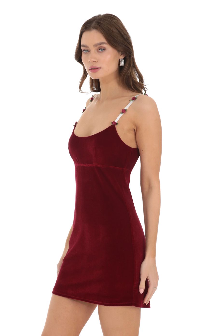 Picture Velvet Rose Strap Bodycon Dress in Red. Source: https://media-img.lucyinthesky.com/data/Nov23/850xAUTO/9bfe5204-f33d-4356-bebb-5181614a198a.jpg
