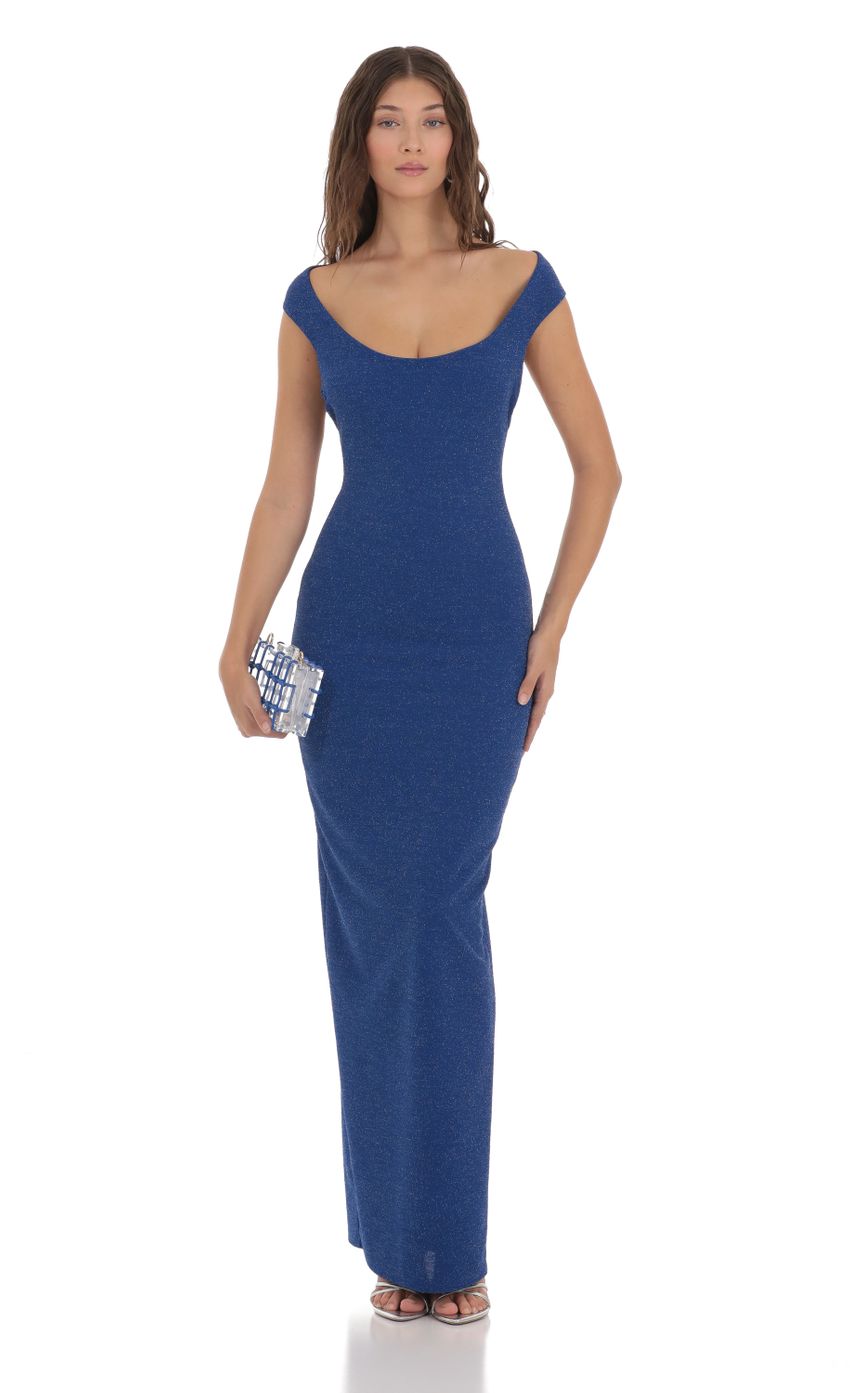 Picture Shimmer High Neck Open Back Dress in Blue. Source: https://media-img.lucyinthesky.com/data/Nov23/850xAUTO/9e431b59-74a4-4a72-976b-b857ad5cea68.jpg