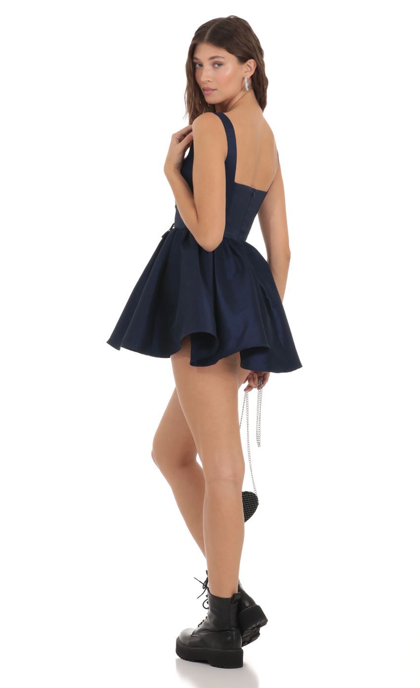 Picture Lace Up Fit and Flare Dress in Navy. Source: https://media-img.lucyinthesky.com/data/Nov23/850xAUTO/a2763815-958f-44a2-97da-4312e164f1ba.jpg