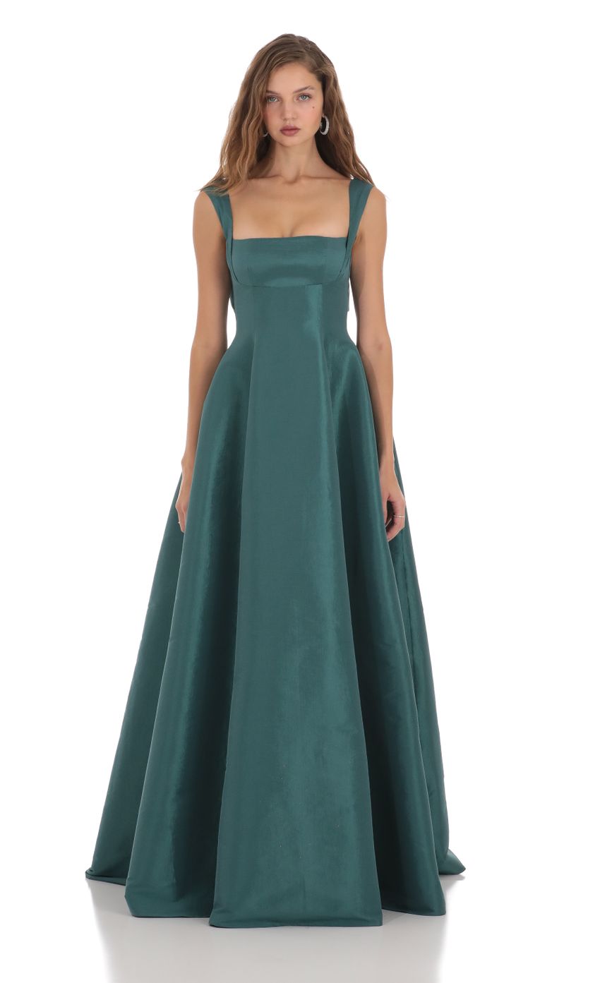 Picture Square Neck Fit and Flare Maxi Dress in Green. Source: https://media-img.lucyinthesky.com/data/Nov23/850xAUTO/a348ddb6-0236-4299-b28f-d57de8a4133e.jpg