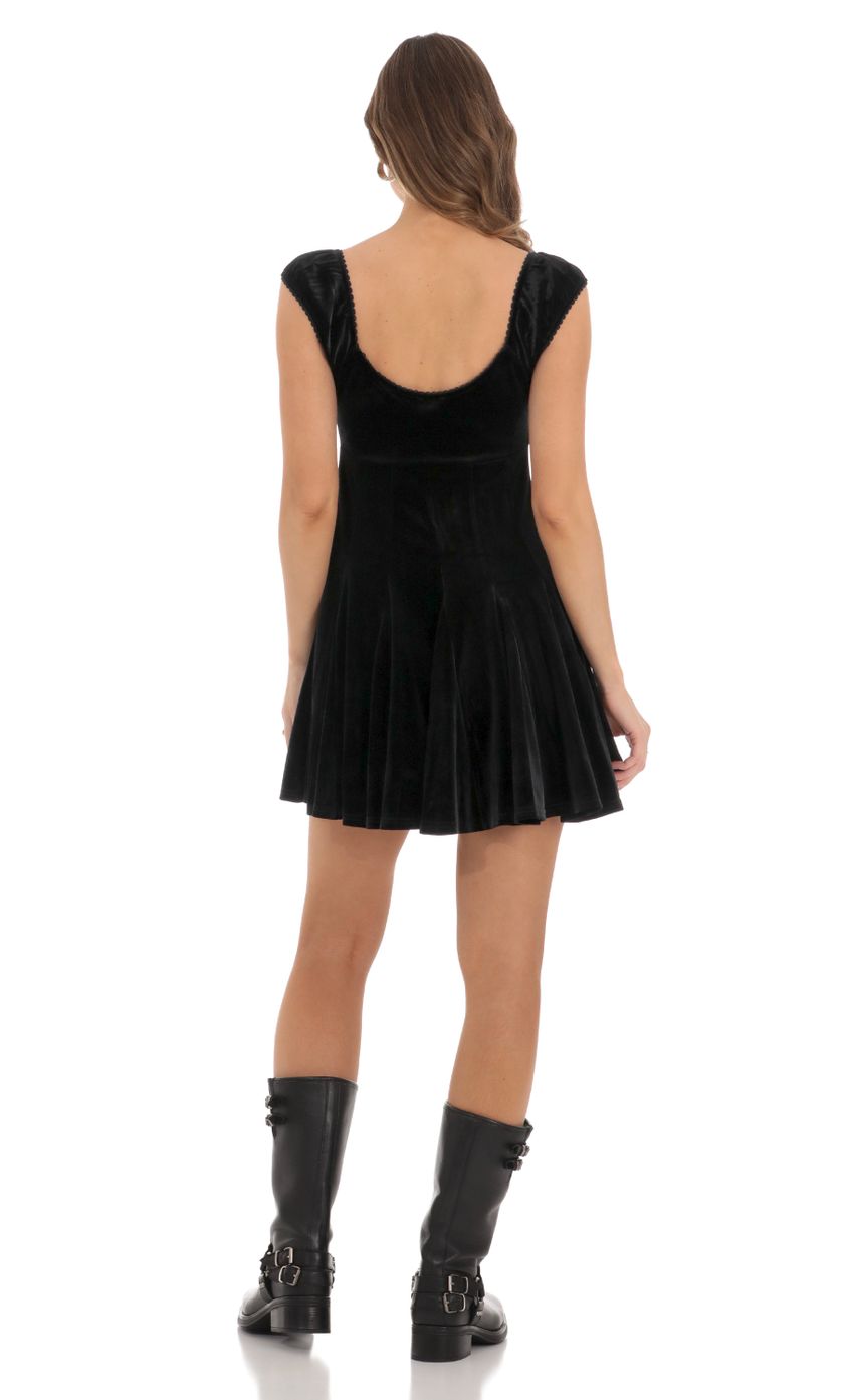 Picture Velvet A-line Dress in Black. Source: https://media-img.lucyinthesky.com/data/Nov23/850xAUTO/ab0fa89d-52f6-44d4-b0c3-81aee2b7caa7.jpg