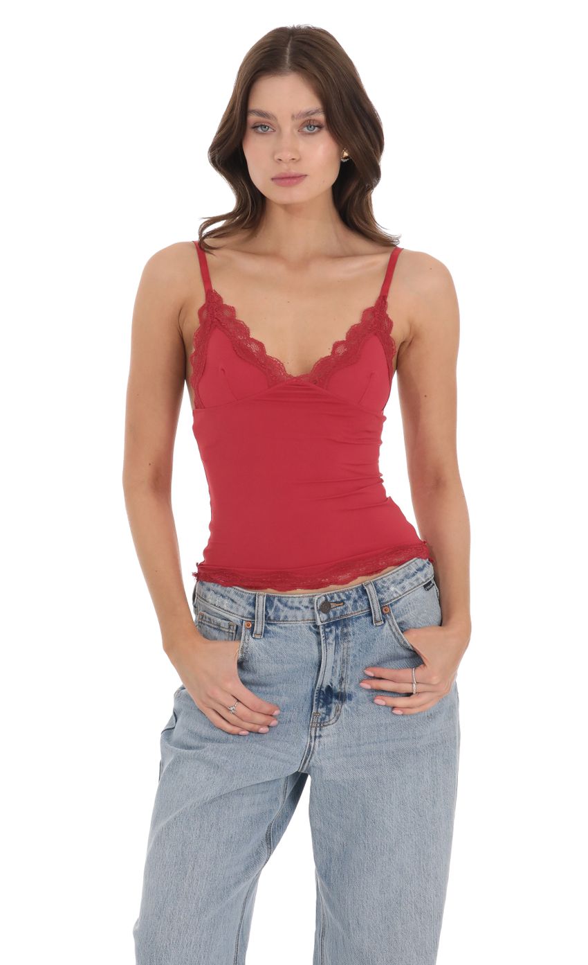 Picture Lace Satin Top in Red. Source: https://media-img.lucyinthesky.com/data/Nov23/850xAUTO/b11749d3-aa3f-4804-b8b6-3c6029c5ee91.jpg
