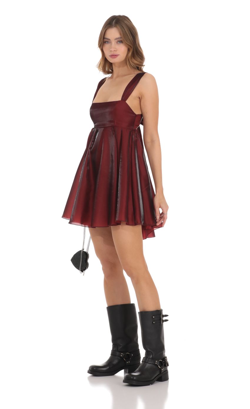 Picture Black Sheen Babydoll Dress in Maroon. Source: https://media-img.lucyinthesky.com/data/Nov23/850xAUTO/b52962ec-f118-440e-8355-7a36ee34b22a.jpg