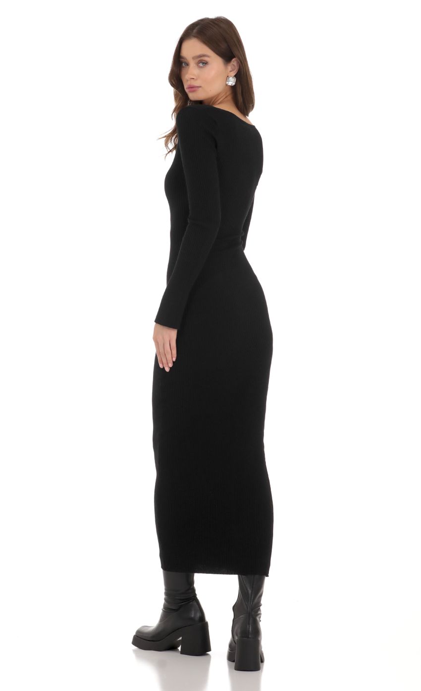 Picture Ribbed Cutout Dress in Black. Source: https://media-img.lucyinthesky.com/data/Nov23/850xAUTO/b8a9fe56-a749-488f-b100-1ce921f30a77.jpg