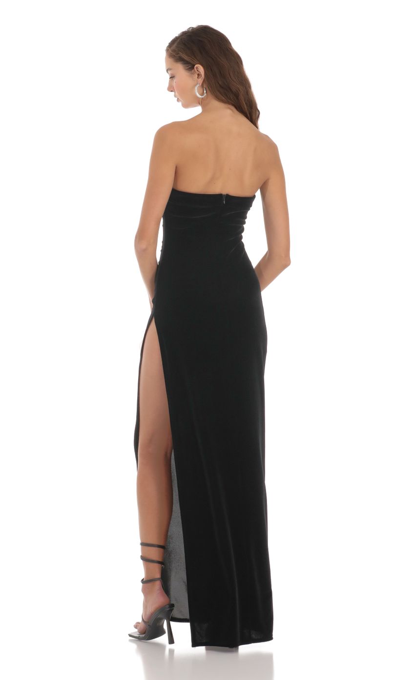 Picture Velvet Strapless Maxi Dress in Black. Source: https://media-img.lucyinthesky.com/data/Nov23/850xAUTO/d35c2b4f-422b-4e6f-a0fe-db1a18d2ed40.jpg