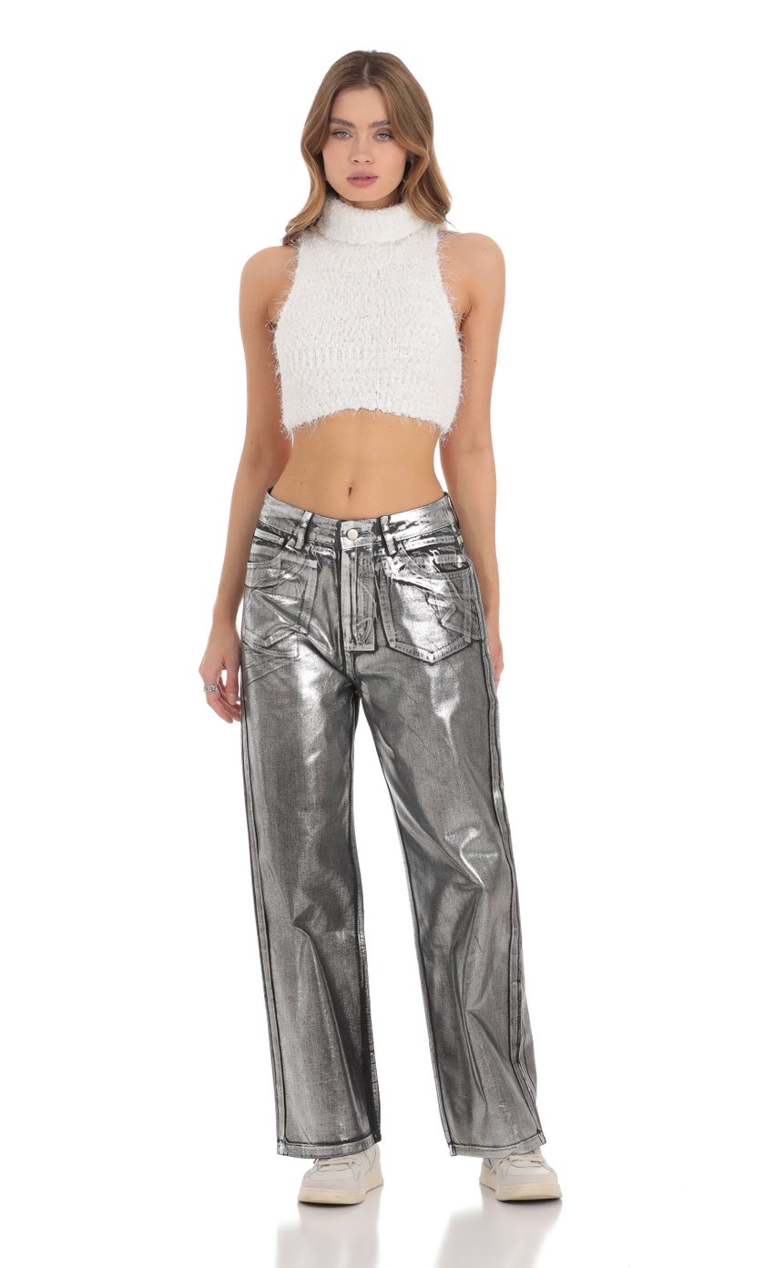 Picture Metallic Foiled Black Jeans in Silver. Source: https://media-img.lucyinthesky.com/data/Nov23/850xAUTO/dce89467-b607-4f0f-bf70-c9dc9e6e27fc.jpg
