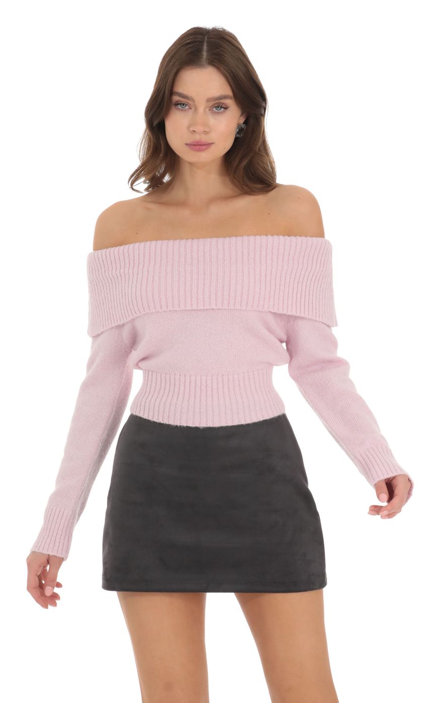 Product image for Knitted Off Shoulder Jumper in Pink