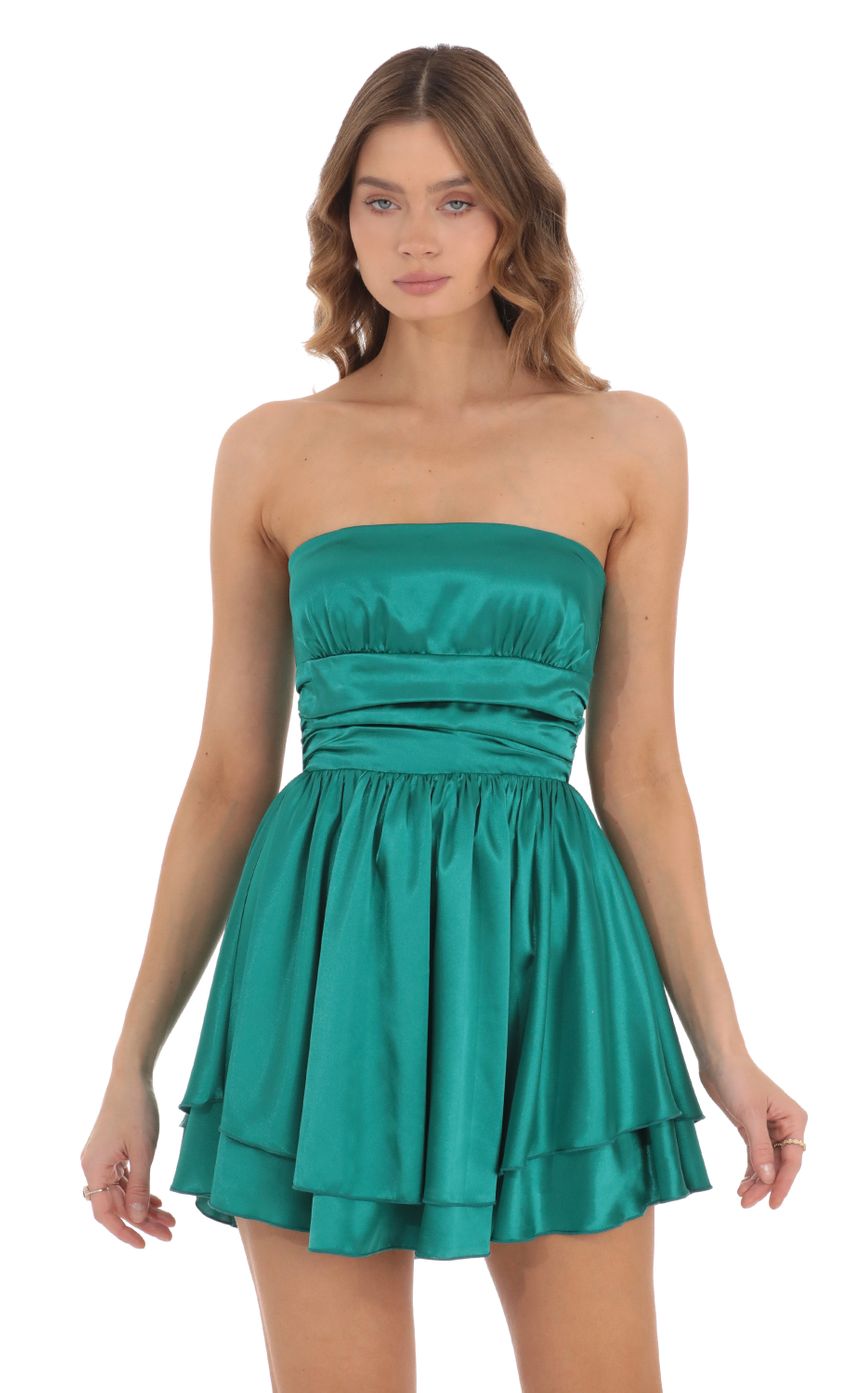 Picture Satin Strapless Dress in Green. Source: https://media-img.lucyinthesky.com/data/Nov23/850xAUTO/e2abc8b8-96e7-4f56-9da5-564e1370c995.jpg