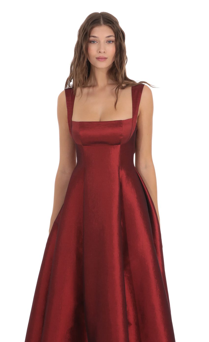 Picture Square Neck Fit and Flare Maxi Dress in Maroon. Source: https://media-img.lucyinthesky.com/data/Nov23/850xAUTO/e2c55ea5-ecad-4887-a5c3-3cdd017ab493.jpg