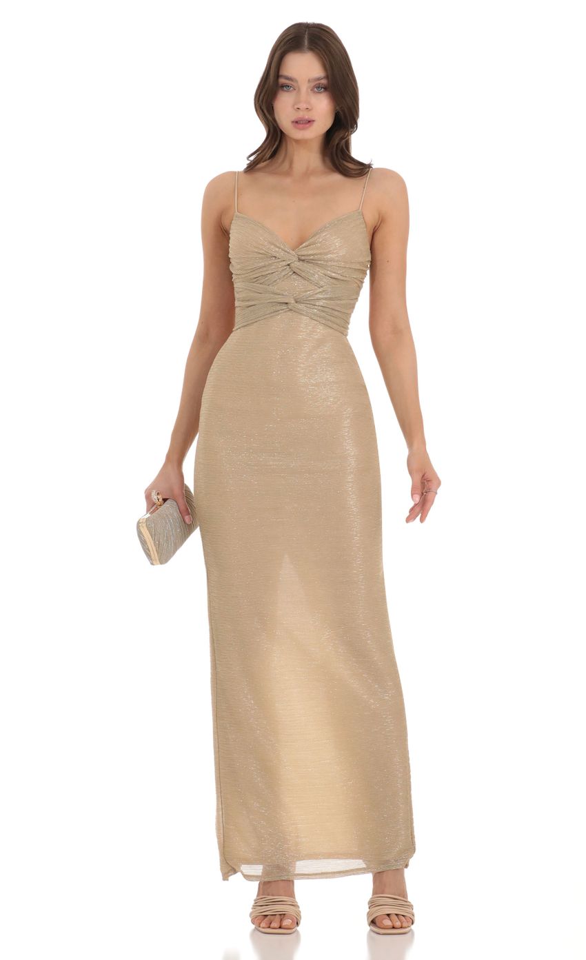Picture Twist Shimmer Wrap Dress in Gold. Source: https://media-img.lucyinthesky.com/data/Nov23/850xAUTO/e43fd01b-075a-481a-8dcd-593b9e7aaf8b.jpg