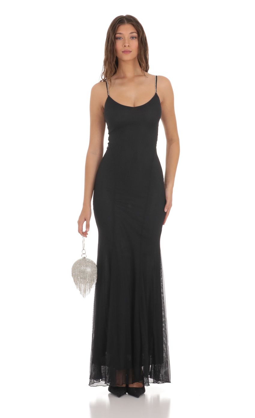 Picture Rhinestone Open Back Shimmer Dress in Black. Source: https://media-img.lucyinthesky.com/data/Nov23/850xAUTO/eca9abe6-2ffb-49f7-a1f3-7fdaeb8be2d9.jpg