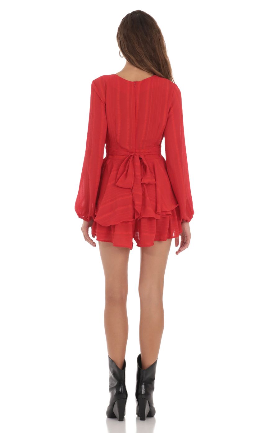 Picture Long Sleeve Wrap Romper in Red. Source: https://media-img.lucyinthesky.com/data/Nov23/850xAUTO/eecdd30d-7f59-43a0-a113-1456d5ad9393.jpg