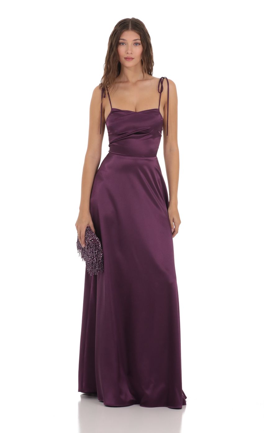 Picture Satin Shoulder Tie Dress in Purple. Source: https://media-img.lucyinthesky.com/data/Nov23/850xAUTO/f5daa2eb-840a-4784-ad27-30889a2ef589.jpg
