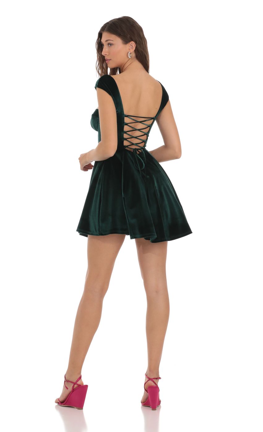Picture Velvet Fit and Flare Dress in Green. Source: https://media-img.lucyinthesky.com/data/Nov23/850xAUTO/f88d67cc-8c23-4b7a-b1c2-96fc4dea7dd6.jpg