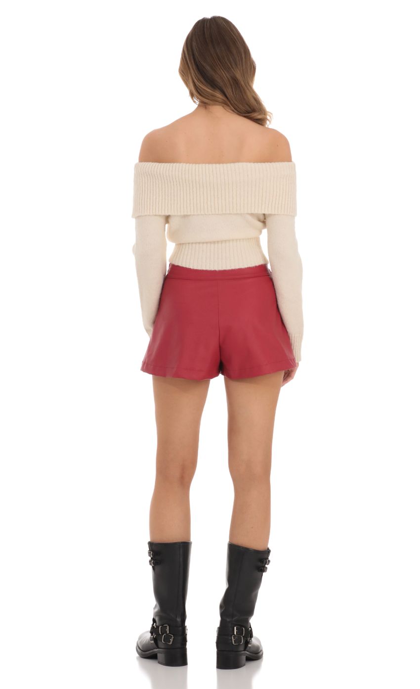 Picture Pleather Skort in red. Source: https://media-img.lucyinthesky.com/data/Nov23/850xAUTO/fedccf4e-ef93-4d4d-b967-60ed1b8ffc8d.jpg