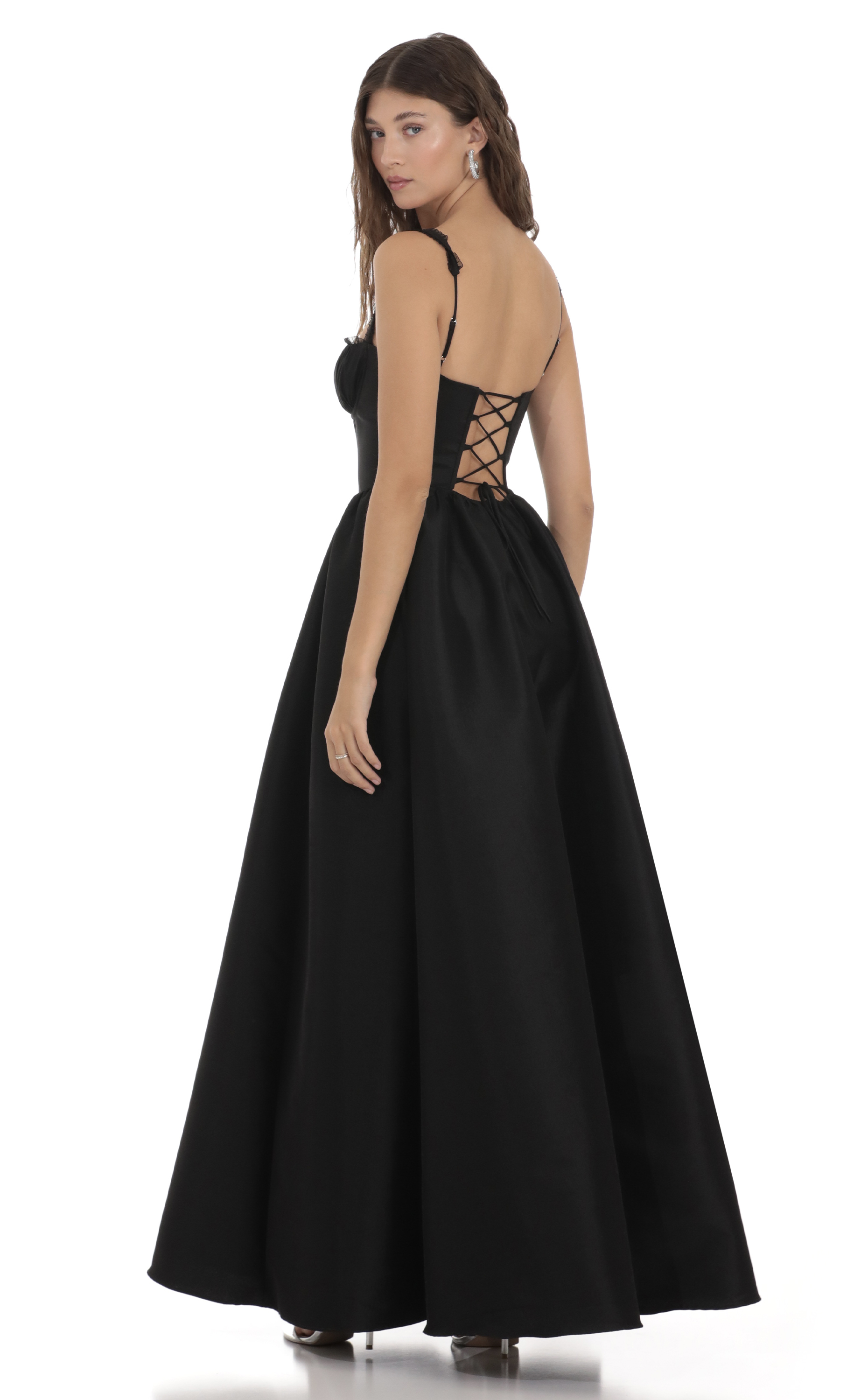 blue dress for baby girl Strapless Black Corset A-Line Tiered Long Formal Dress with Slit –  FancyVestido