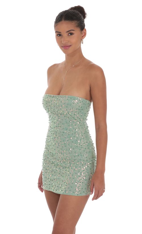 パーティードレス Emerald Sequins Dress wrap-emerald-green-sequins-