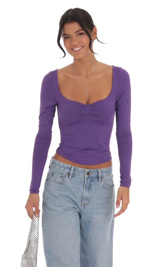 Fitted Long Sleeve Top in Purple