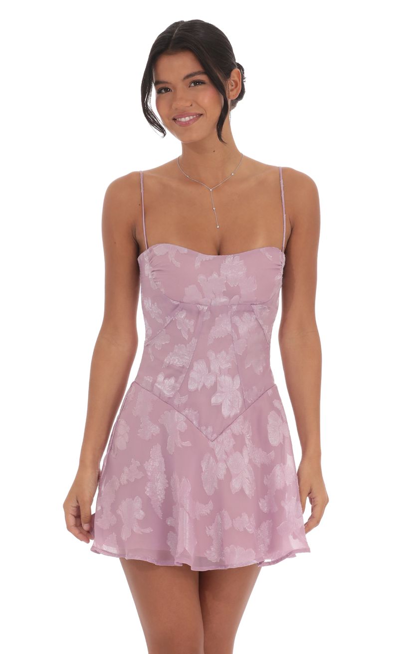 Textured Floral A-line Dress in Lilac | LUCY IN THE SKY