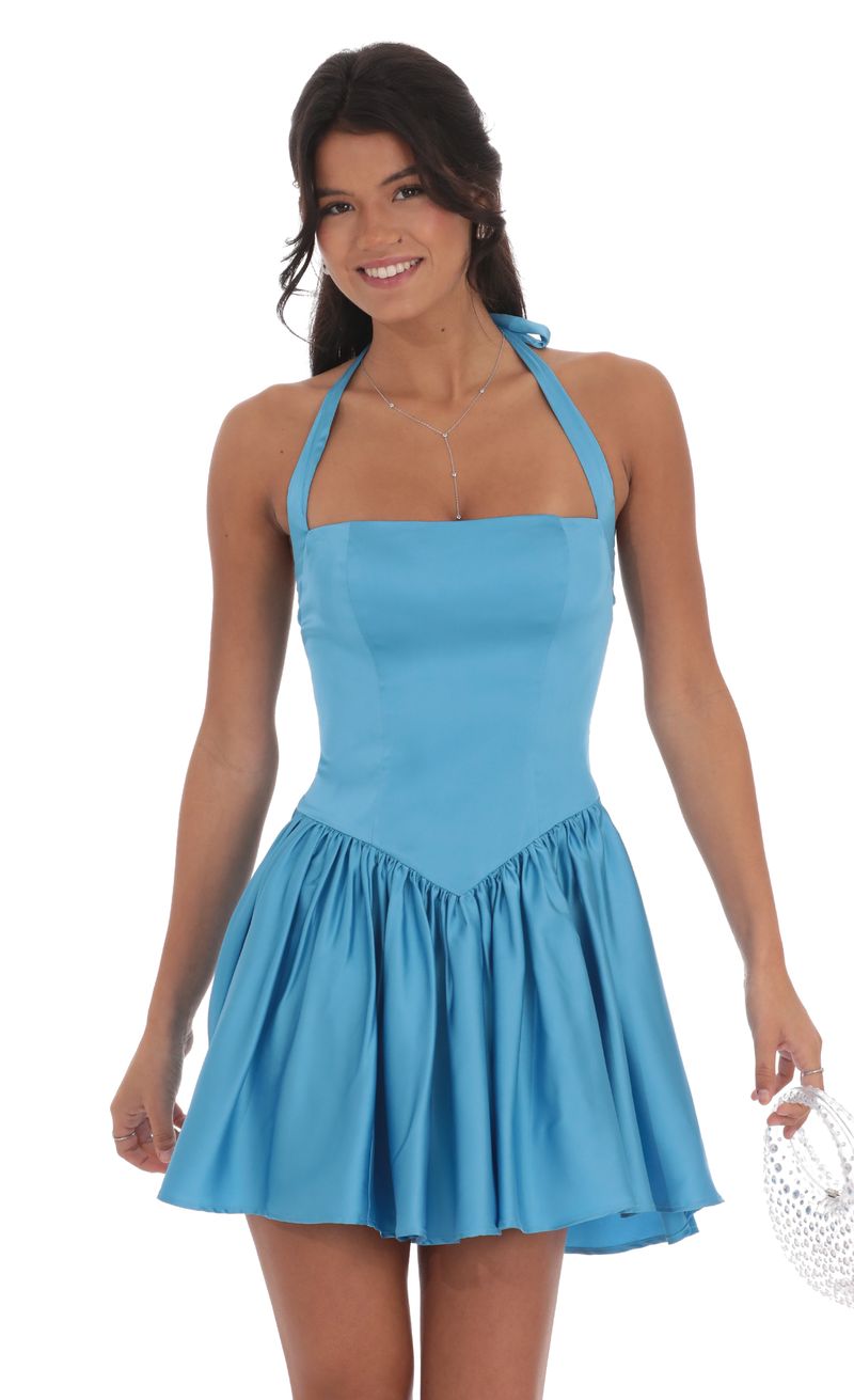 slim fit dress slacks Tie Halter Neck A-Line Poplin Midi Dress – shopaleena