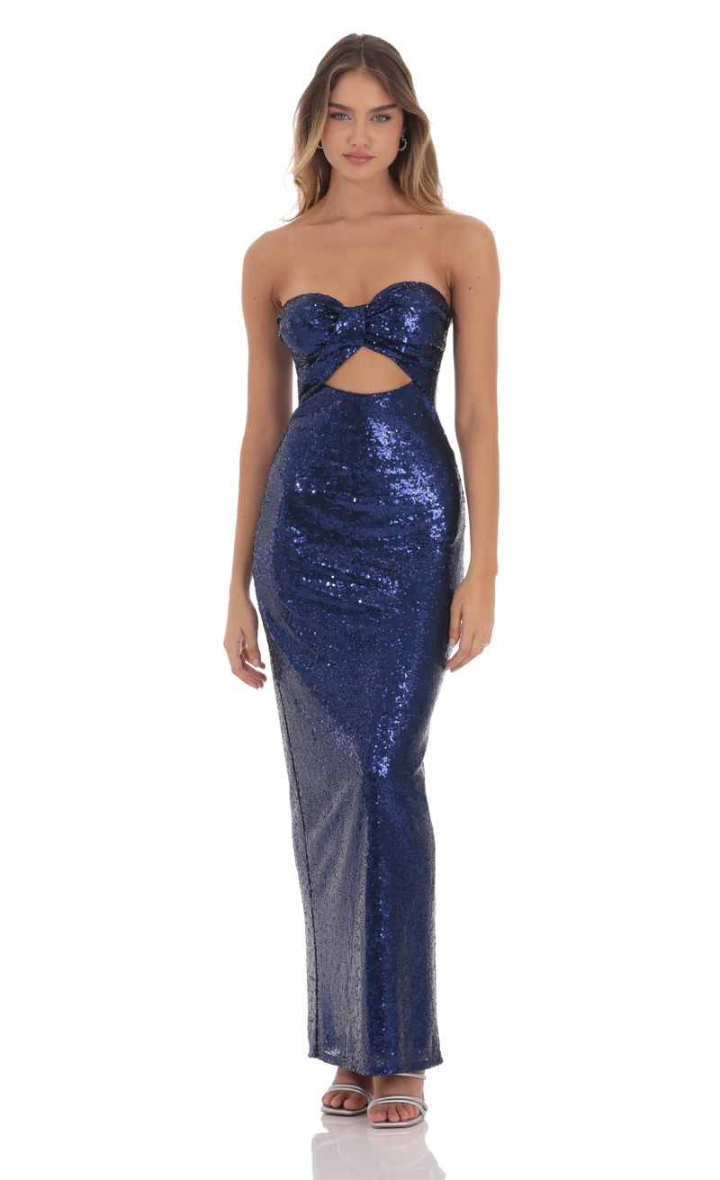 maxi blue sequin dress Ocean Views Sequin Maxi Dress main image 0