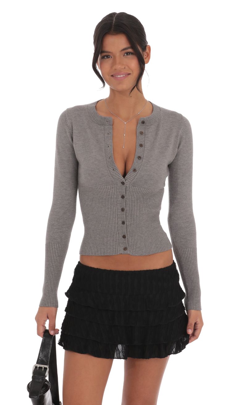 Cinch Waist Cardigan in Grey | LUCY IN THE SKY