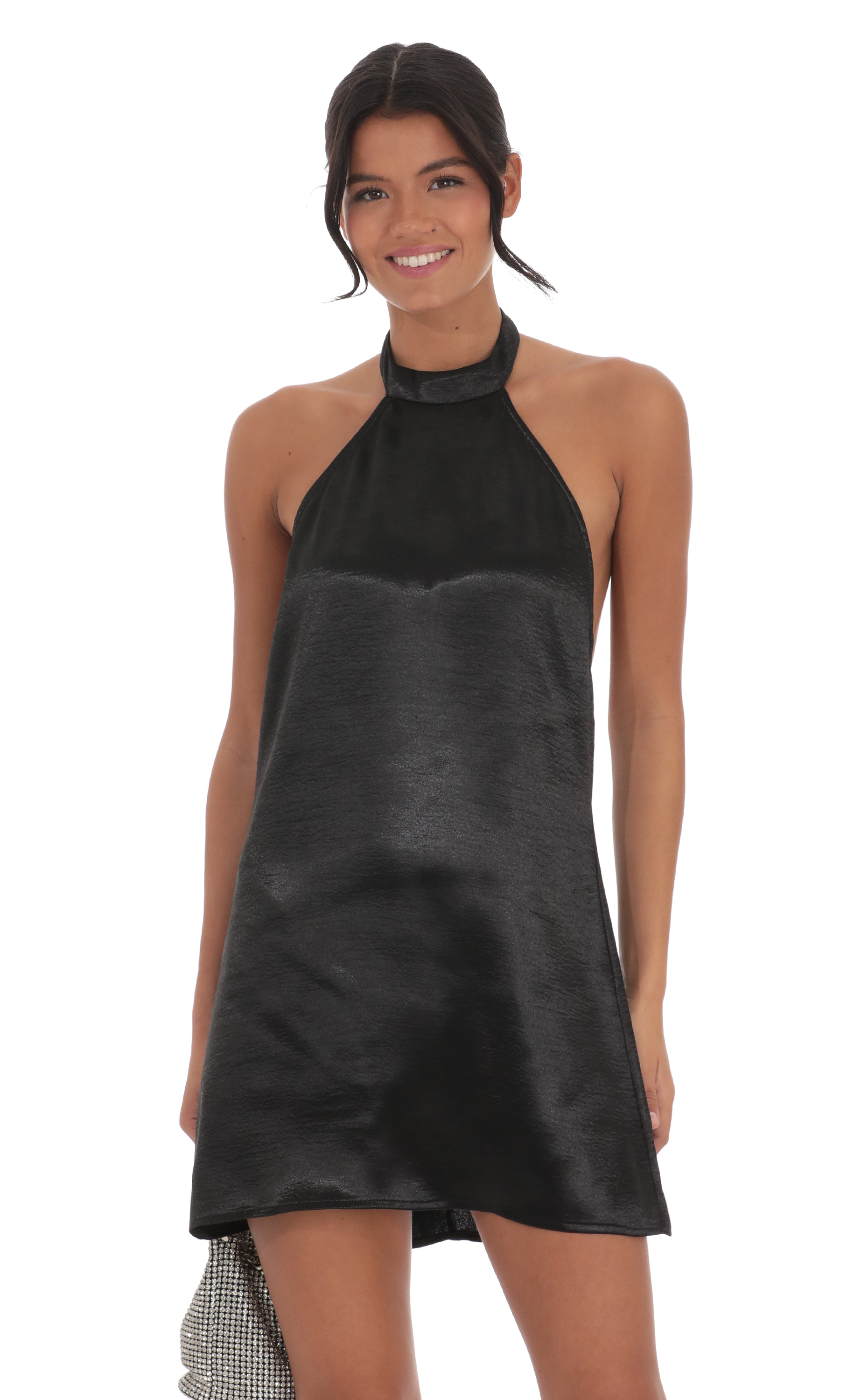 princess polly baby blue dress A-Line Jewel Sleeveless Backless Short Black Satin Homecoming Dress US10 / Custom Color