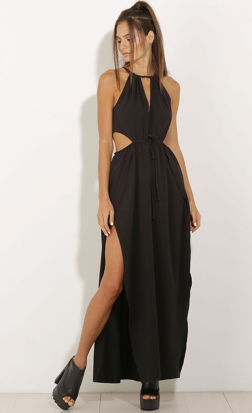 Picture Cut-Out Halter Maxi Dress In Black. Source: https://media-img.lucyinthesky.com/data/Oct15_1/850xAUTO/0Y5A0231.JPG