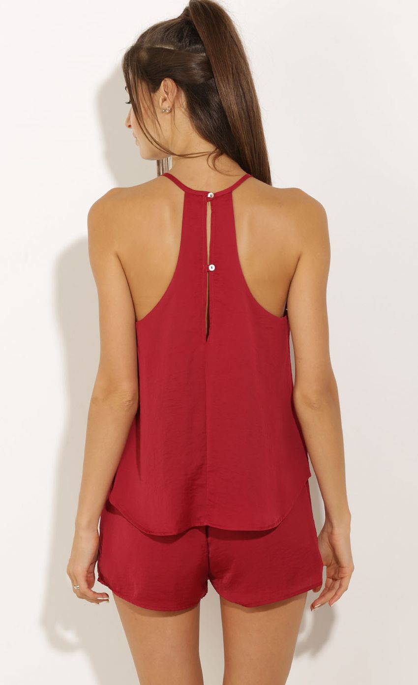 Picture Button-Up Halter Playsuit In Maroon. Source: https://media-img.lucyinthesky.com/data/Oct15_1/850xAUTO/0Y5A1425.JPG