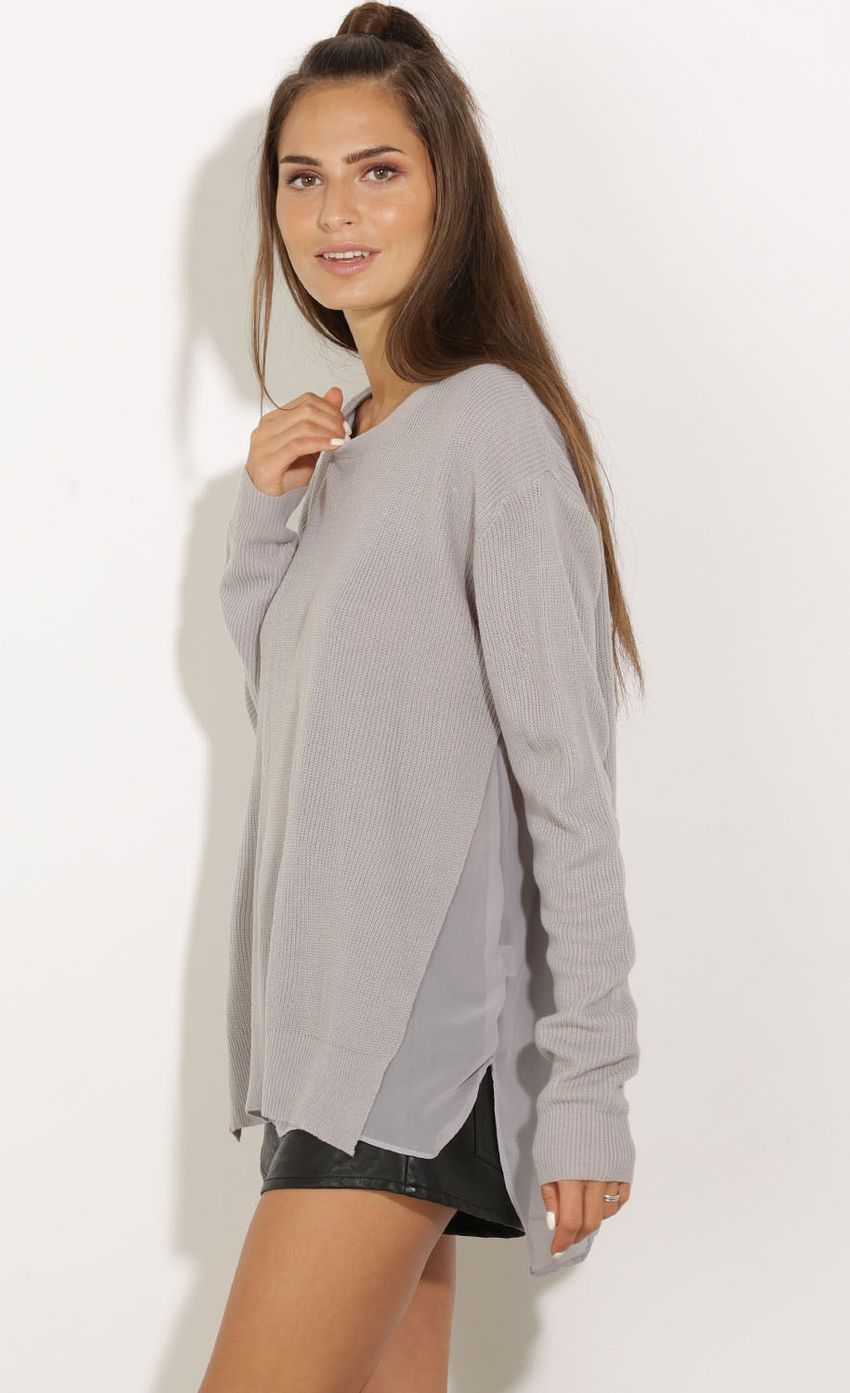 Picture Split Chiffon Jumper In Light Grey. Source: https://media-img.lucyinthesky.com/data/Oct15_1/850xAUTO/0Y5A3922.JPG