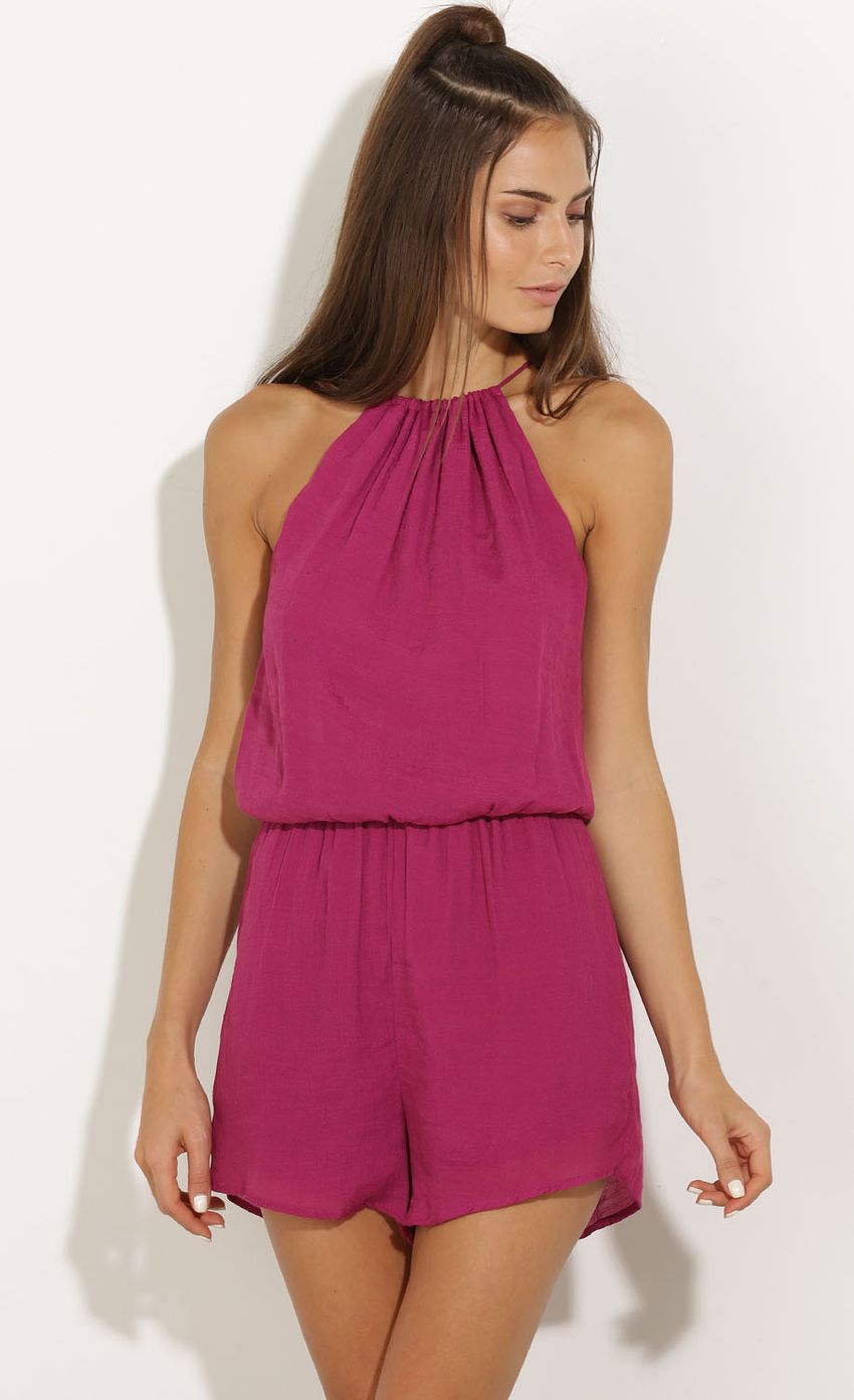 Picture Halter Playsuit In Magenta. Source: https://media-img.lucyinthesky.com/data/Oct15_1/850xAUTO/0Y5A5316.JPG