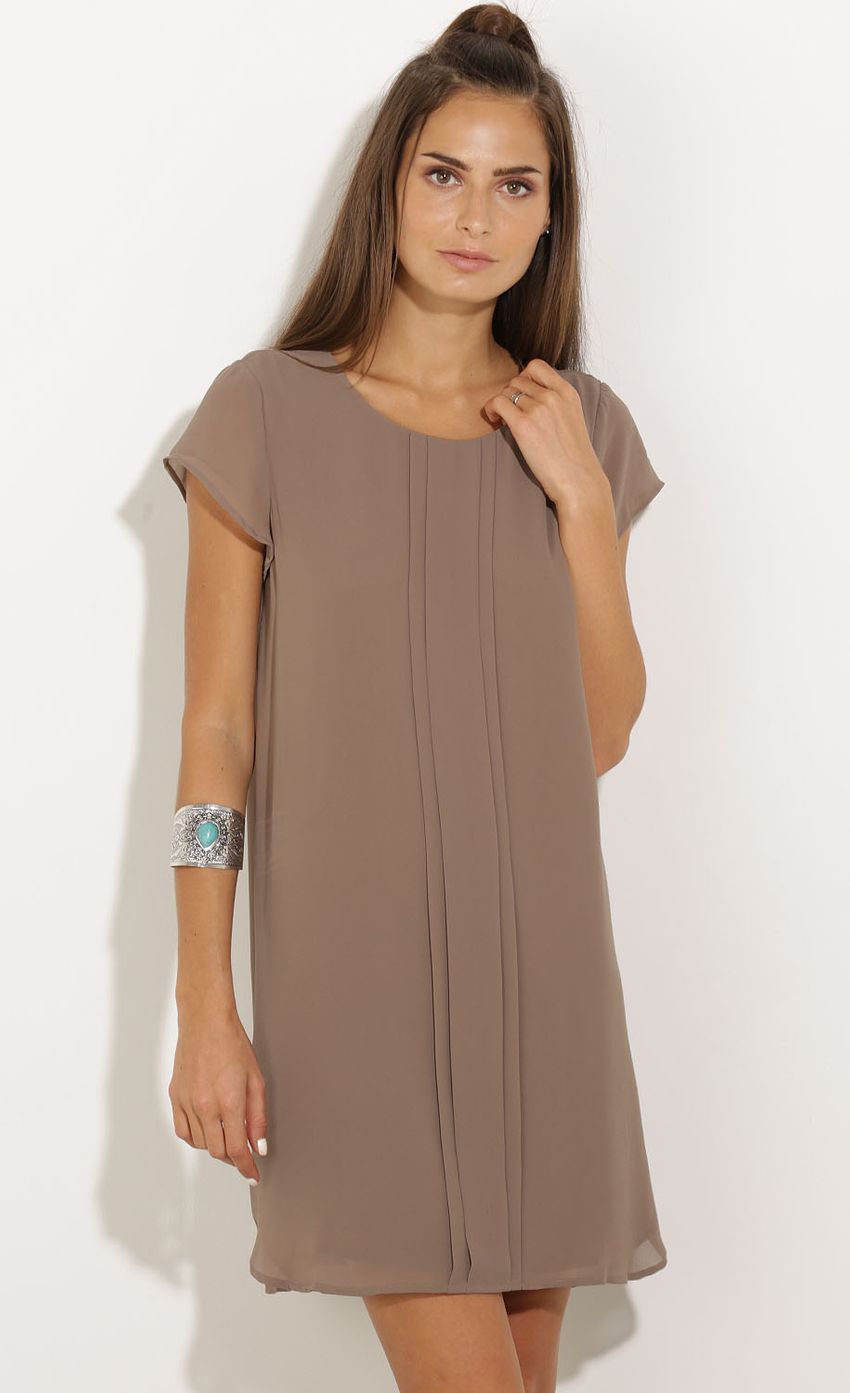 Picture Pleated Chiffon Shift Dress In Beige. Source: https://media-img.lucyinthesky.com/data/Oct15_1/850xAUTO/0Y5A5504.JPG