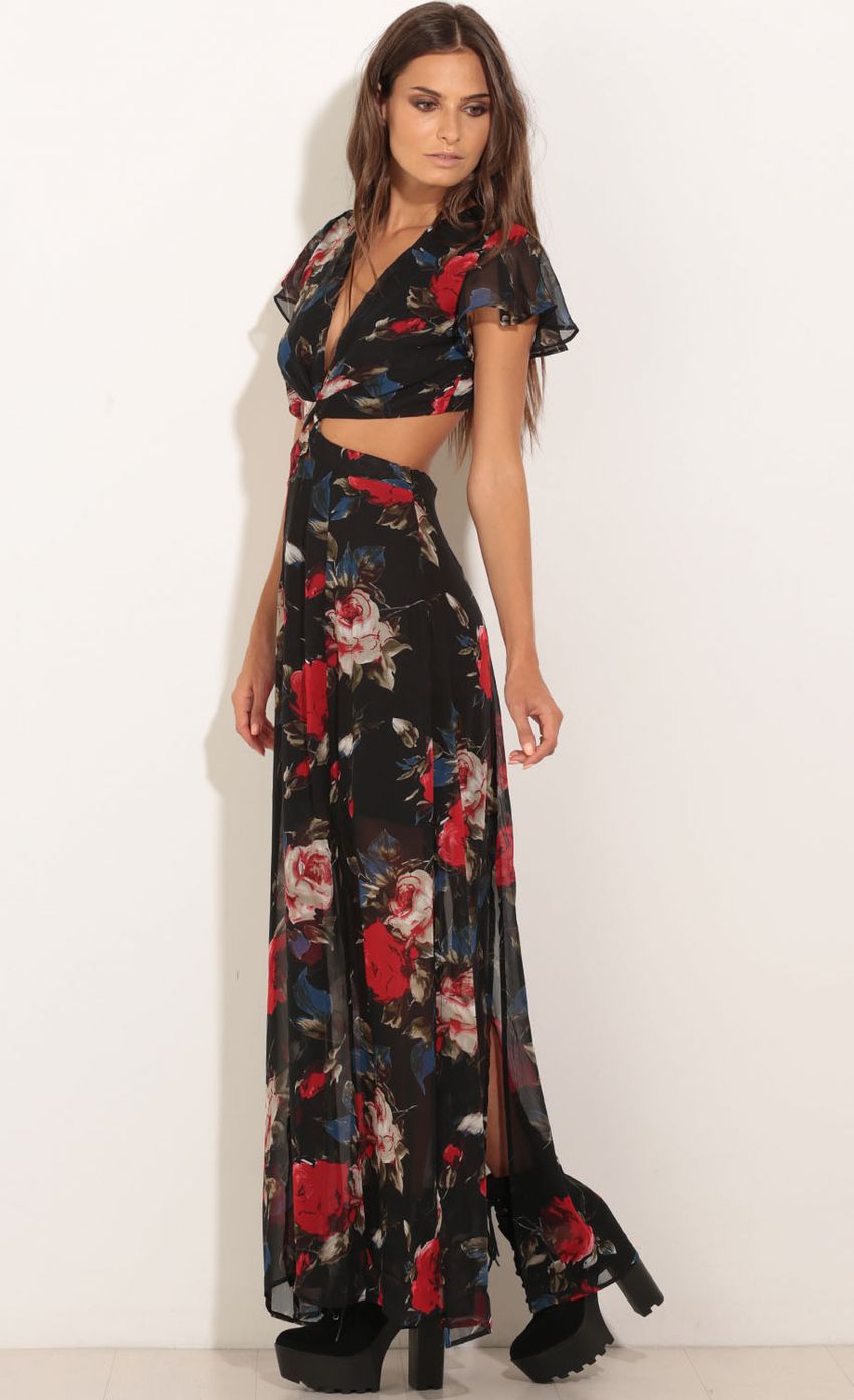 Picture Floral Empire Cut-Out Maxi Dress In Black. Source: https://media-img.lucyinthesky.com/data/Oct15_2/850xAUTO/0Y5A4624.JPG