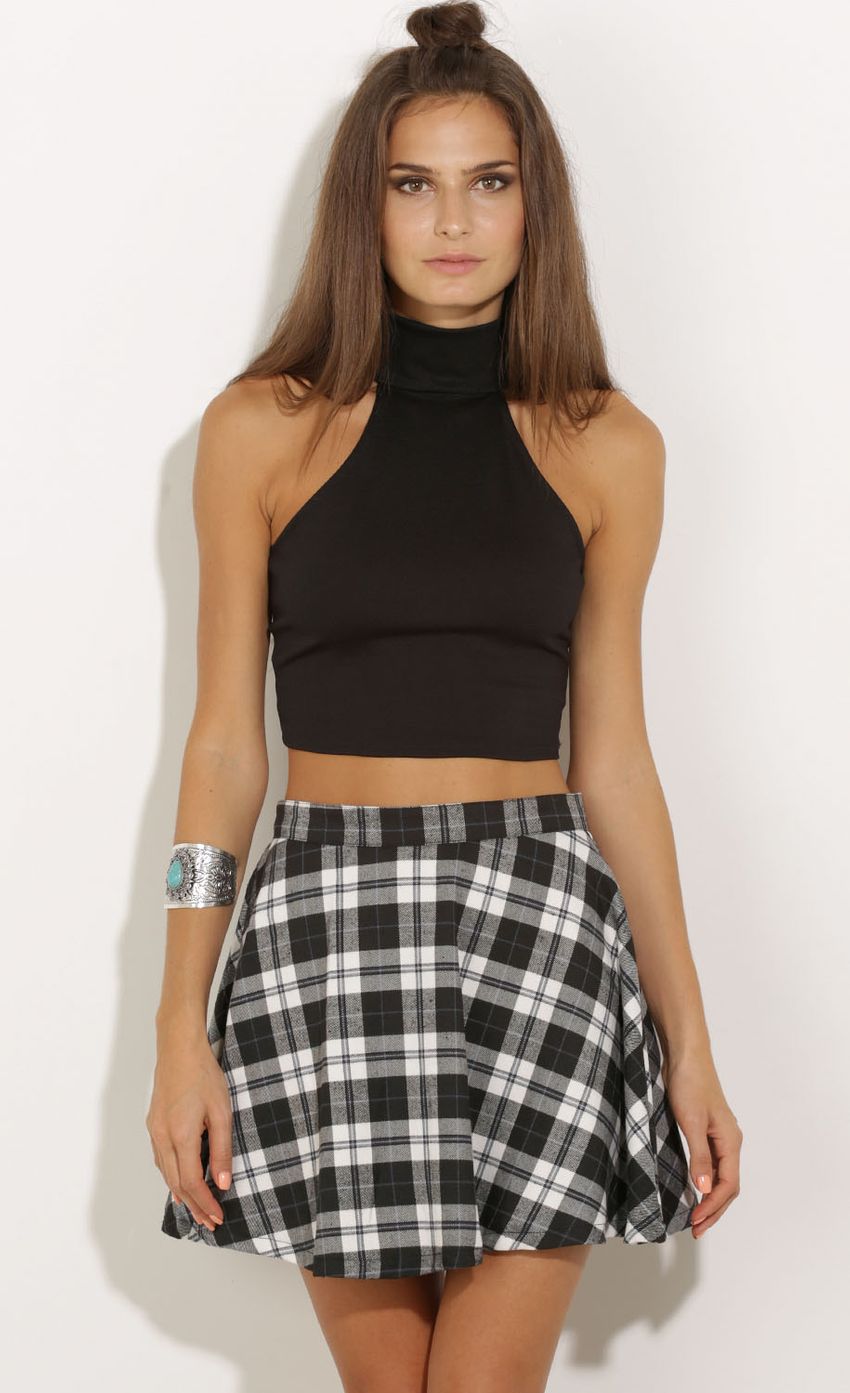 Picture High Neck Halter Crop Top In Black. Source: https://media-img.lucyinthesky.com/data/Oct15_2/850xAUTO/0Y5A6316.JPG