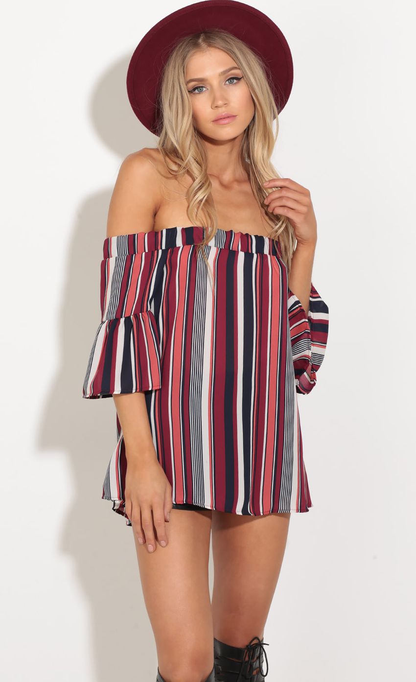 Picture Off The Shoulder Stripped Top In Red. Source: https://media-img.lucyinthesky.com/data/Oct16_1/850xAUTO/0Y5A6668.JPG