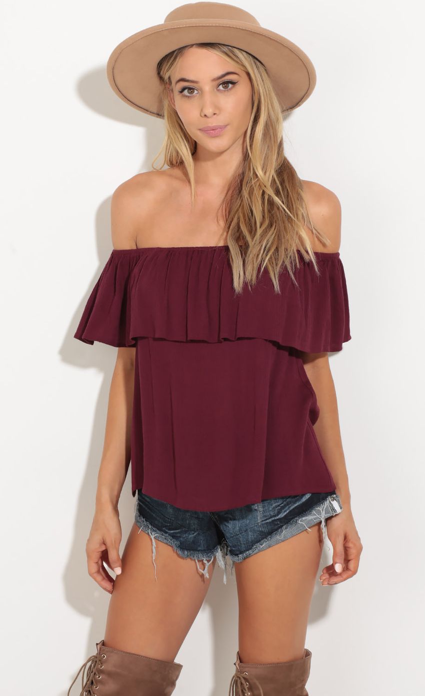 Picture Strapless Layered Top In Wine. Source: https://media-img.lucyinthesky.com/data/Oct16_1/850xAUTO/0Y5A6945.JPG