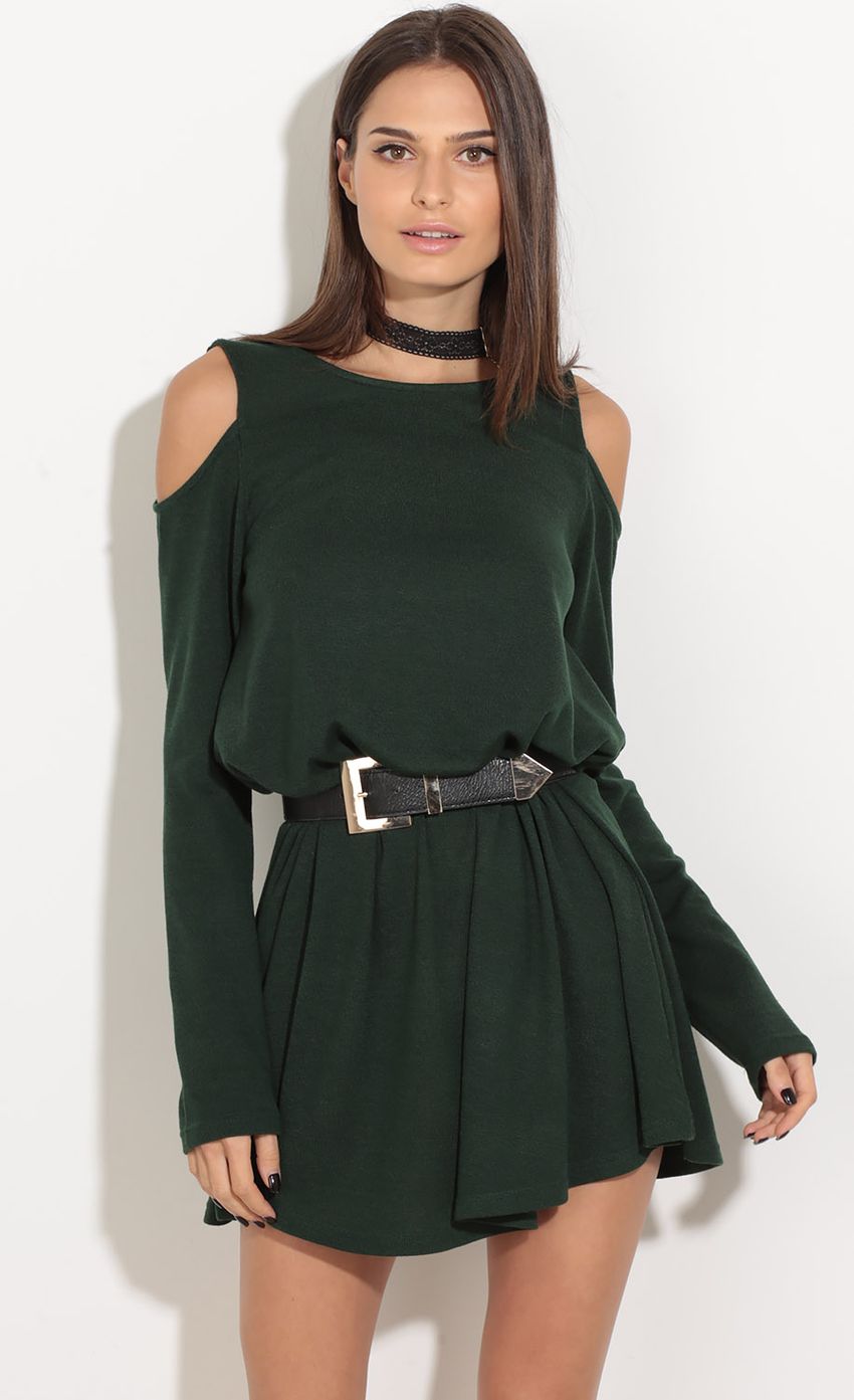 Picture Open Shoulder Knit Dress In Forest Green. Source: https://media-img.lucyinthesky.com/data/Oct16_1/850xAUTO/0Y5A7350.JPG
