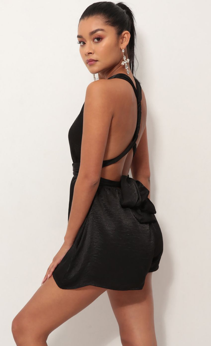 Picture Samara Satin Romper In Black. Source: https://media-img.lucyinthesky.com/data/Oct18_1/850xAUTO/0Y5A3224.JPG