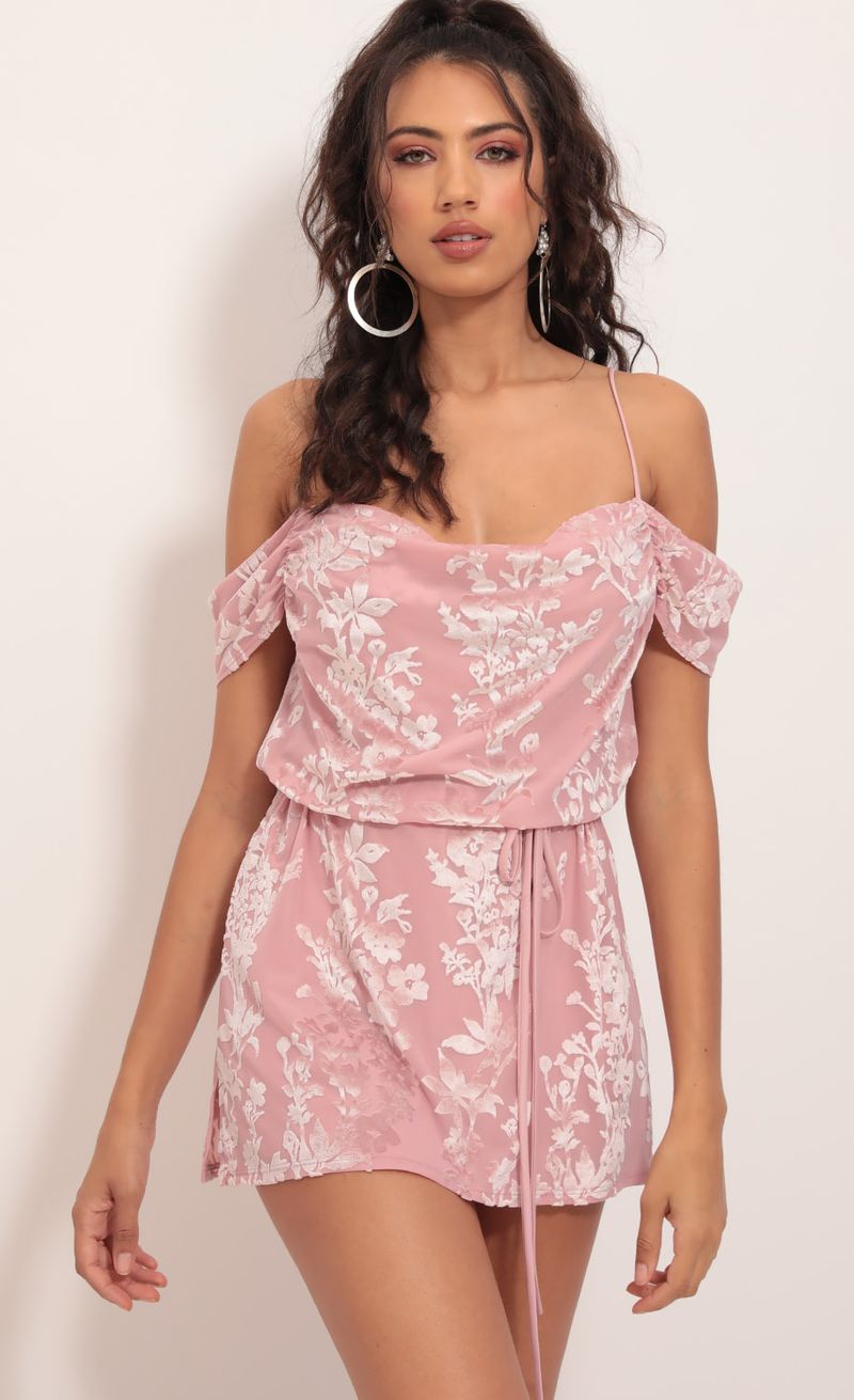 La Bella Floral Velvet Dress In Light Pink | LUCY IN THE SKY